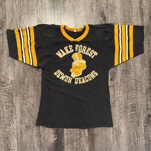 Vintage 70s 80s Bike Wake Forest Demon Deacons Striped Football Jersey T Shirt